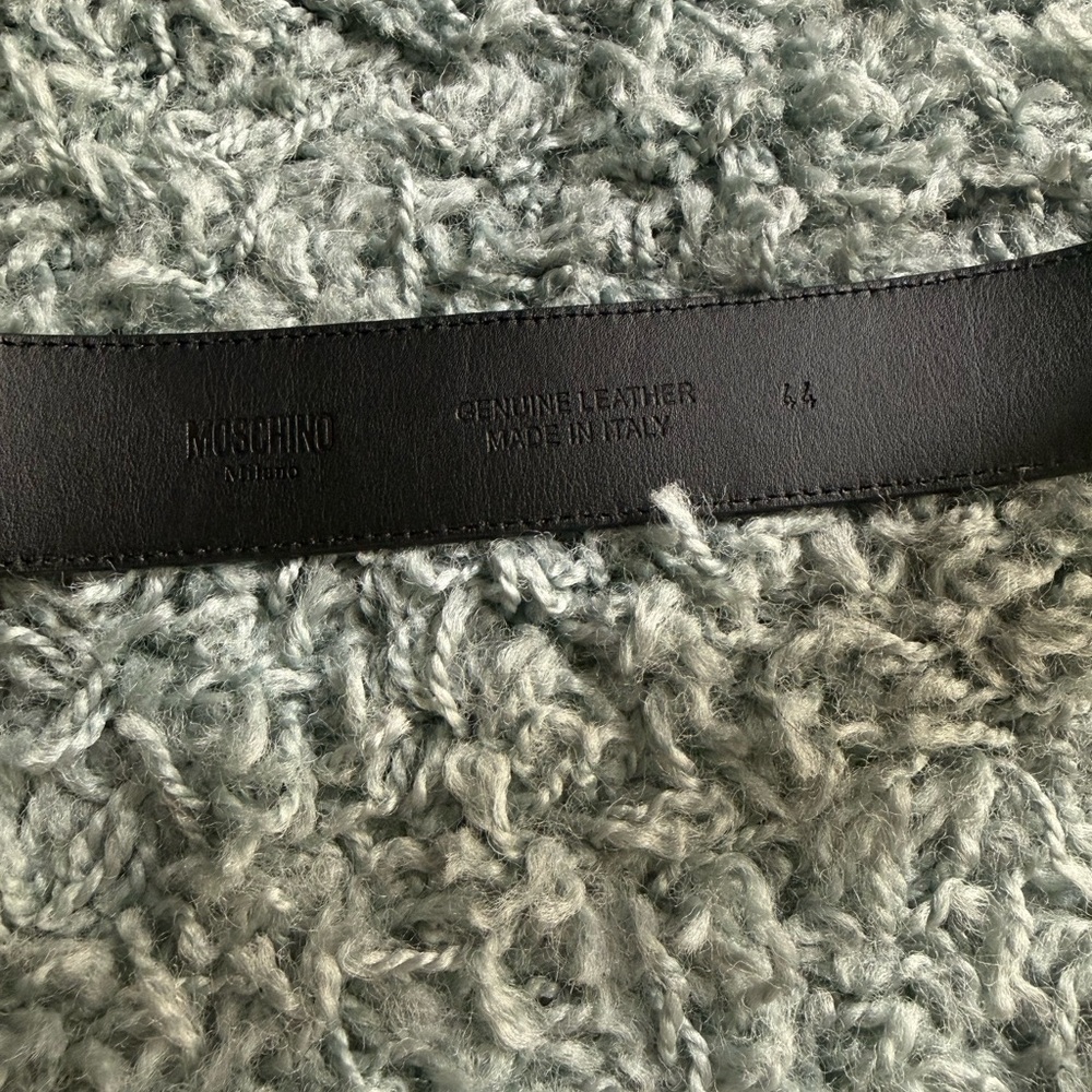 Moschino Couture Feather Print Leather Belt - Gold M Buckle - Picture 3 of 5
